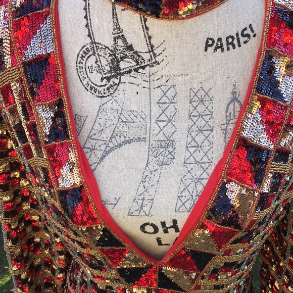 X by NBD Holiday sequins covered and beaded dress  Beautiful  wear - Picture 8 of 10